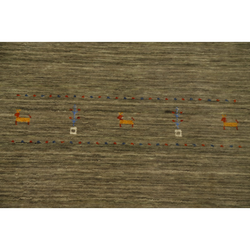 Little Animals Design Wool Gabbeh Style Runner Rug 2x5