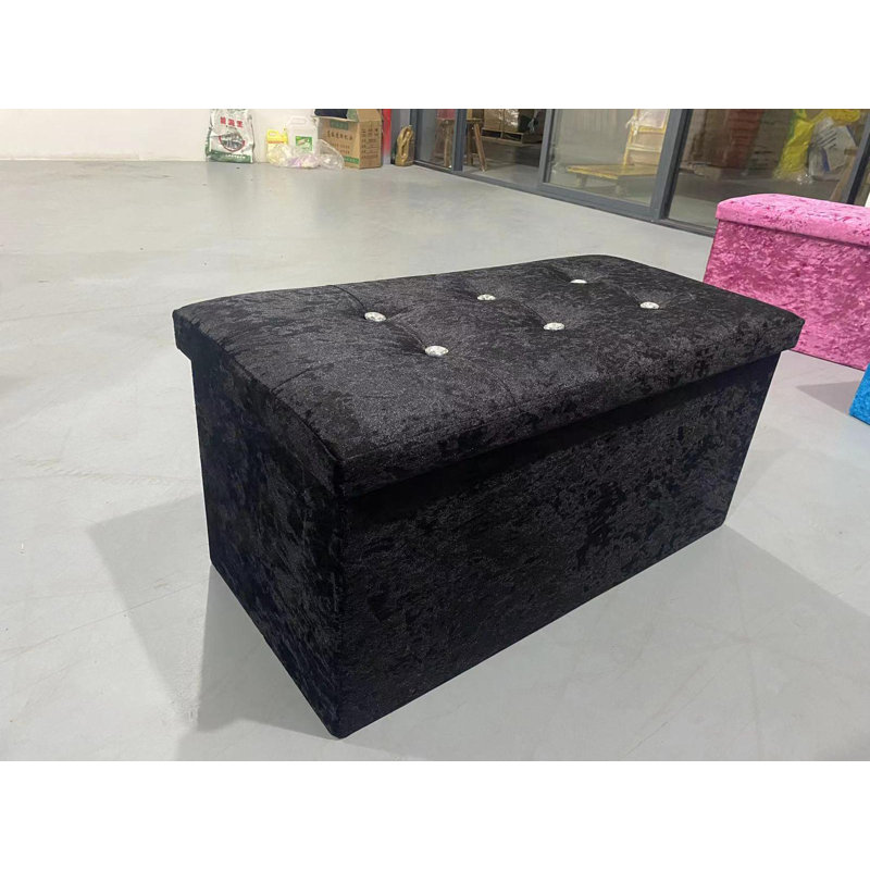 Lorton 76cm Wide Rectangle Solid Colour Ottoman with Storage, Black