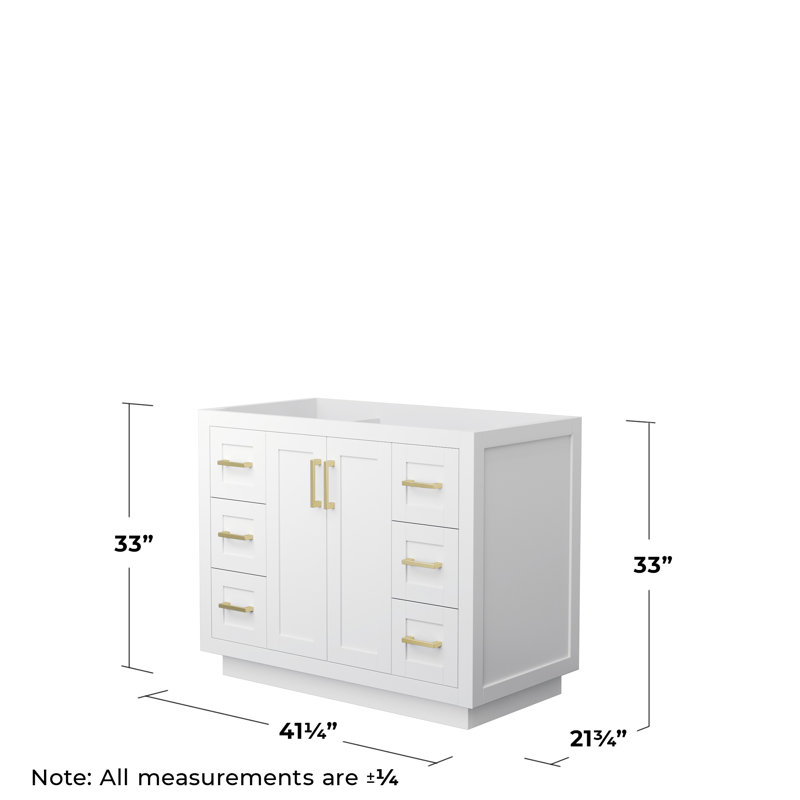 Base de meuble-lavabo simple autoportante 41,25 po Miranda, Blanc/or brossé