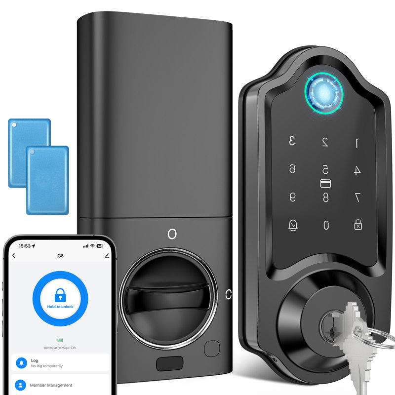 Smart Locks for Front Door, Built-in WiFi Deadbolt, App Remote Control, Touchscreen Keypad, 8 Months Battery, Black
