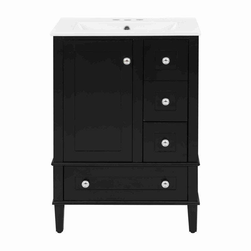 Meuble-lavabo moderne avec beaucoup de rangement, Noir / Argenté