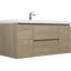 Meuble-lavabo flottant avec lavabo en résine, armoire de rangement murale, tiroirs à fermeture en douceur, finition chêne naturel