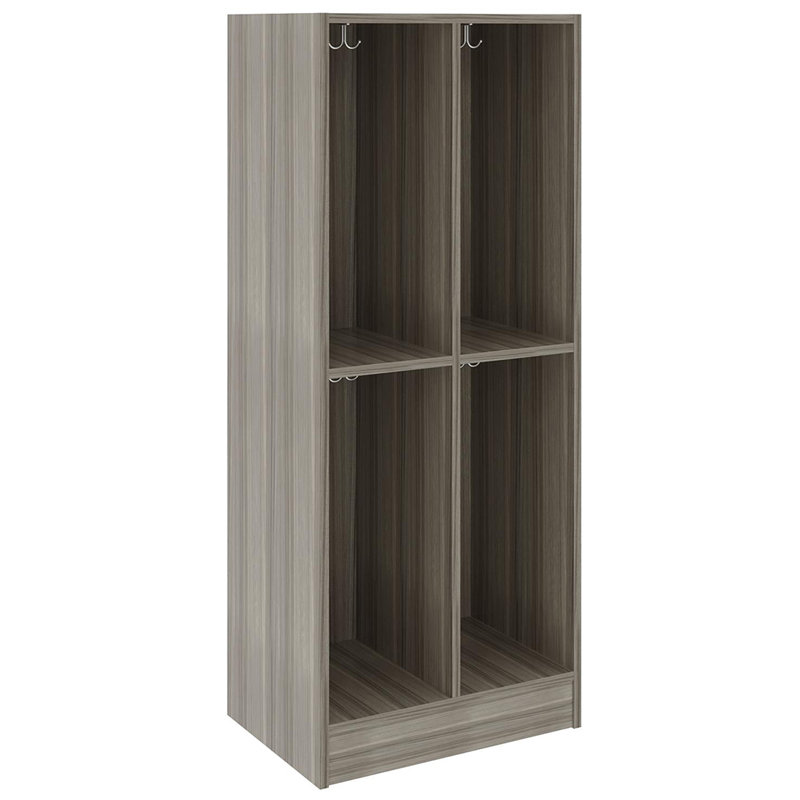Armoire de rangement double à quatre compartiments pour salle de classe, Orme ombré