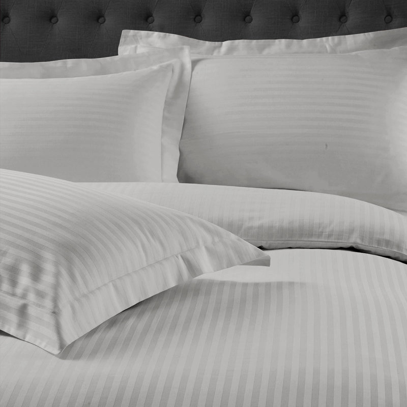 Microfiber Striped Duvet Cover Set with Pillowcases, Grey, Kingsize - 2 Standard Pillowcases