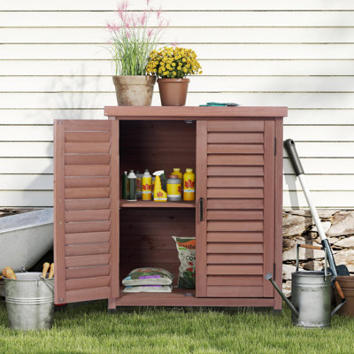 Armoire de rangement extérieure et table de rempotage avec plateau en métal, meubles de patio en bois, poste de travail de jardin
