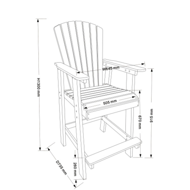 Ensemble de 2 chaises de bar en PEHD blanc et gris pour l'extérieur Adirondack
