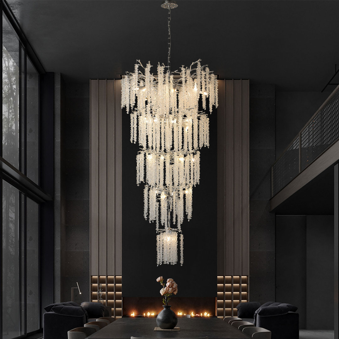 Hoeg Light Crystal Dimmable LED Tiered Chandelier Rosdorf Park 