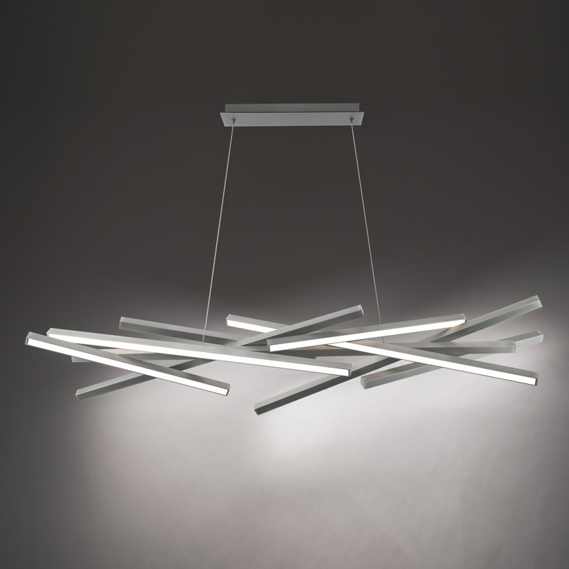 Parallax 55in LED Linear Pendant 3000K, Brushed Nickel, 10.88" H x 55" W x 13.6" D