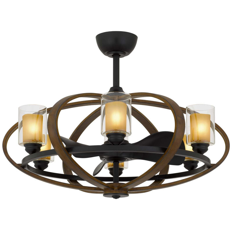 Ventilateur ultra-silencieux à télécommande 6 lumières DEL E12 x 6 à télécommande 6W avec courant ascendant et descendant. Lames en ABS. Les tiges de descente EXT peuvent être achetées séparément