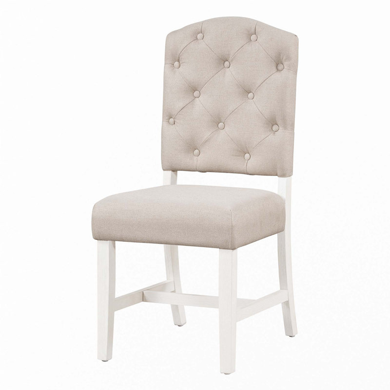 Ensemble de chaises de salle à manger de style rétro avec 4 chaises rembourrées, Blanc cassé