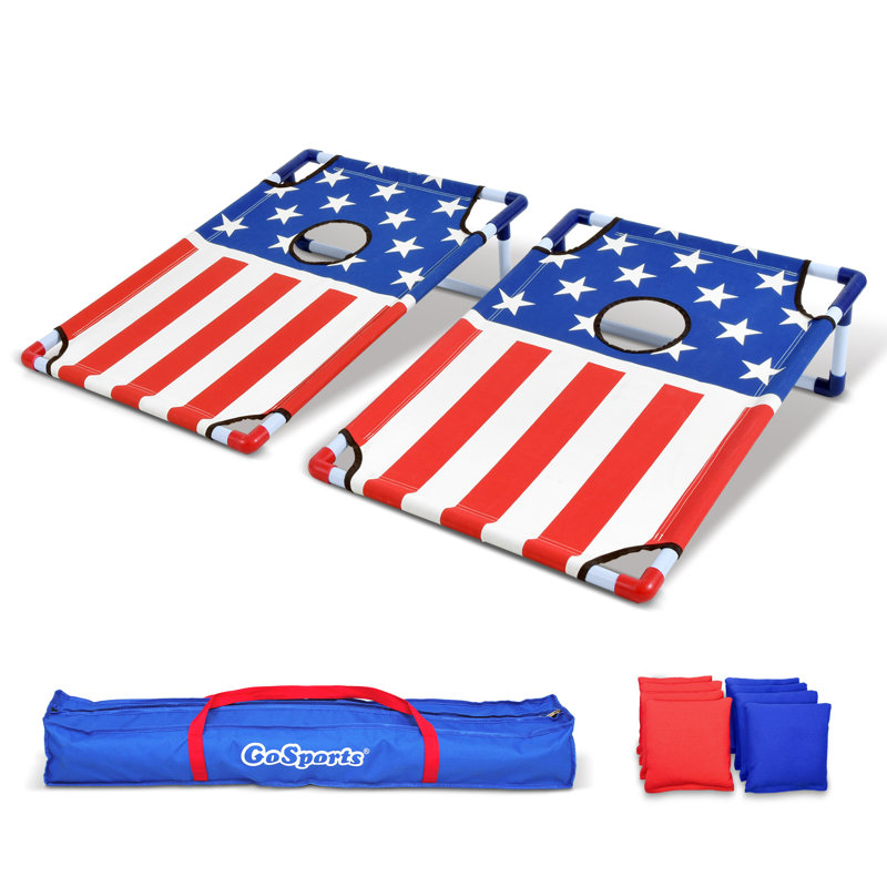 3' x 2' American Flag Portable PVC-Framed Cornhole Game Set