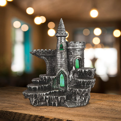 Figurine château 9,5 "à DEL avec mini-dragon 12 pièces