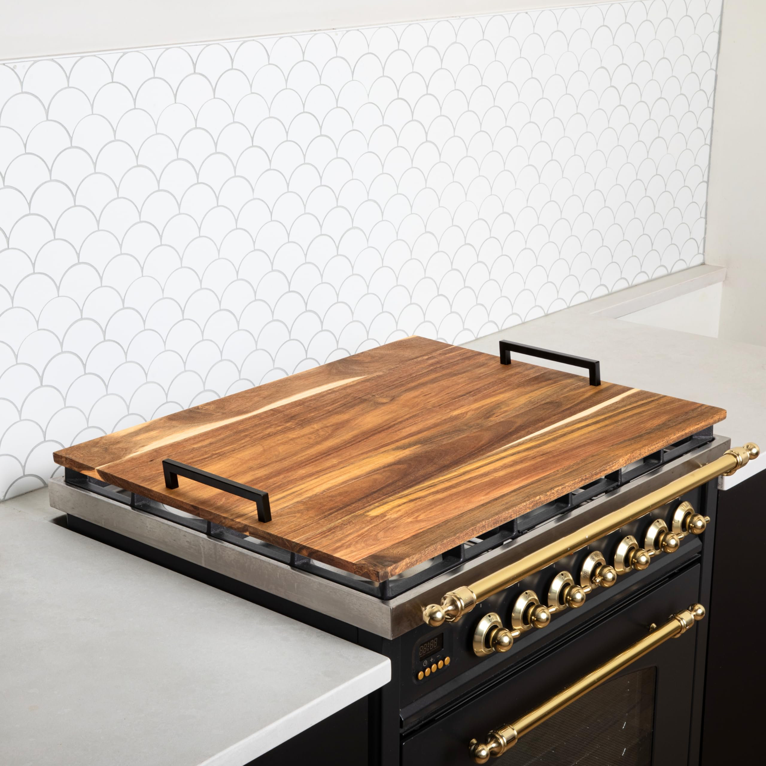 Rainbow Home Acacia Wood Noodle Board Stove Cover With Metal Handle