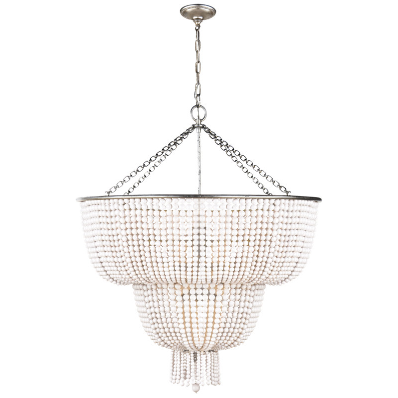 AERIN Jacqueline Two-Tier Chandelier, White, Burnished Silver Leaf