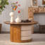 Table basse 31,5 "en bois avec 3 tabourets gigognes en tissu