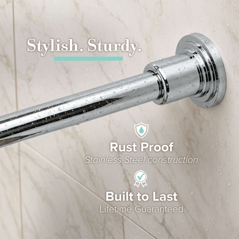 Tringle à rideau de douche murale avec extrémités de douche 73,25 po Marina, Chrome