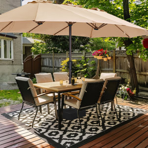 Rheign 156'' x 78'' Rectangular Market Umbrella with Stand Base