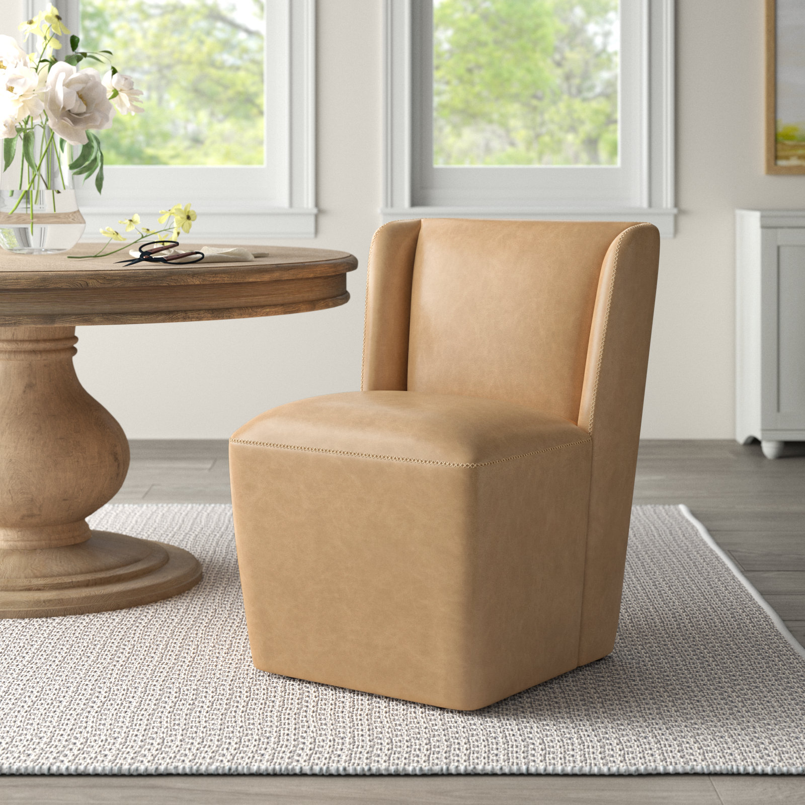 Ardeth Dining Chair, Copley Tan Faux Leather, 33" H x 23.23" W x 26" D