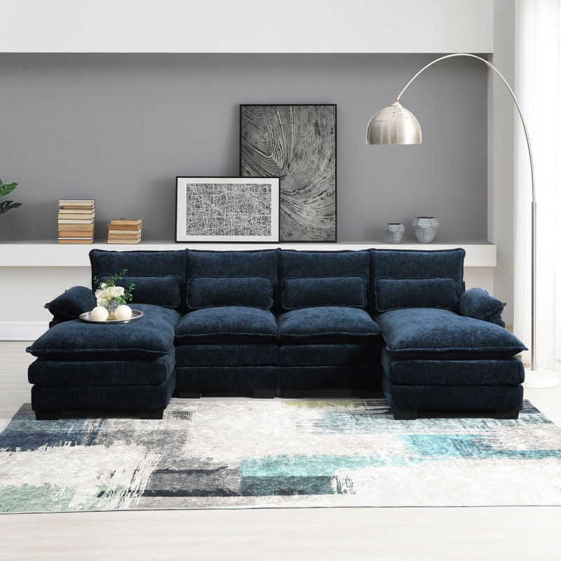 Canapé modulaire en U 110 po avec coussins décoratifs en forme de U pour le salon, H 33,05 po x l 110,05 po x P 55,05 po