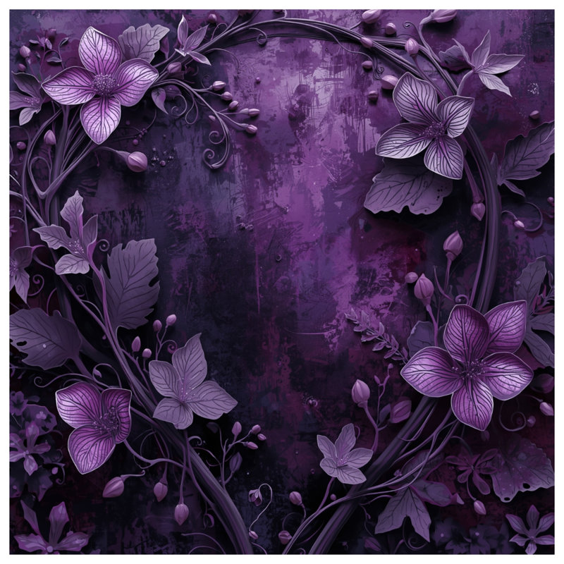 Purple Floral Arrangement Comforter, Queen