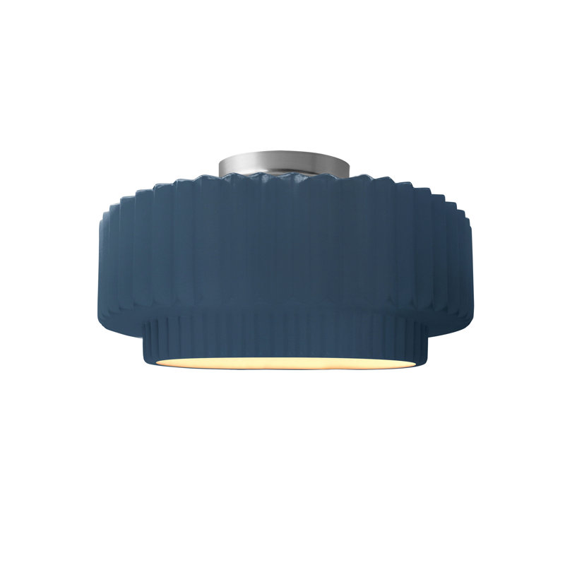 Plafonnier semi-encastré en céramique Radiance, Ciel à minuit, Nickel brossé, H 7 po x l 12 po x P 12 po