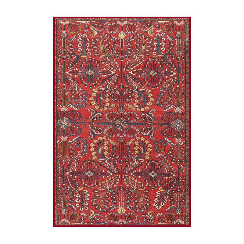 Tapis rouge/brun/beige traditionnel Chambery, Rectangle 5 pi x 7 pi