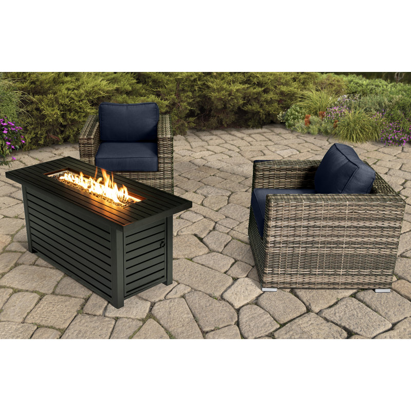 Ensemble de conversation pour 2 personnes avec foyer et coussins Sunbrella Dustie, Marine