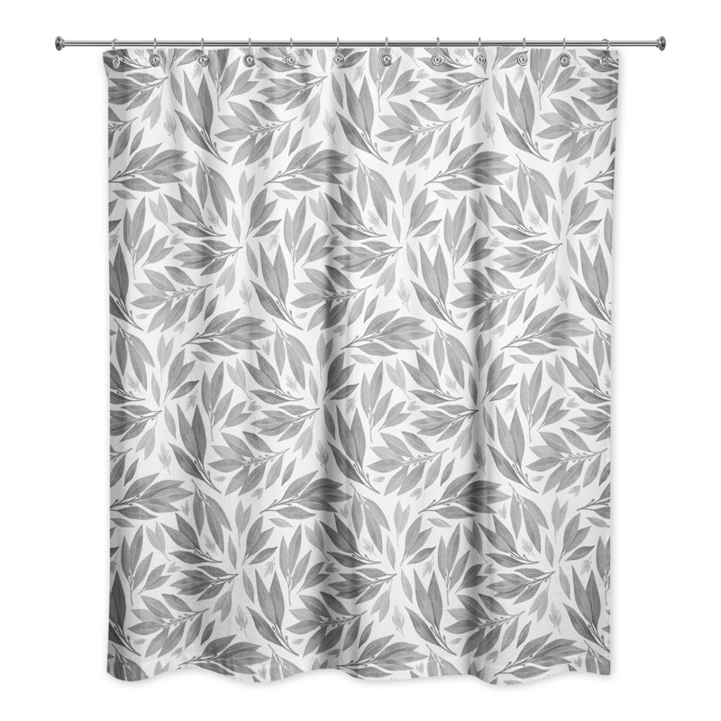 Deraney Floral Shower Curtain, Gray