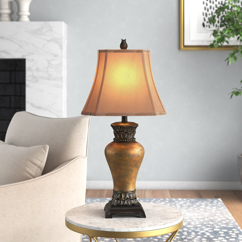 Lampe de table 30 po Fullilove, Bronze / ambre, Brun clair