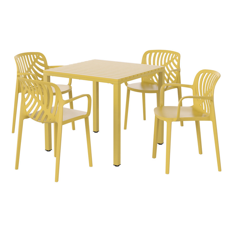 4-Person Outdoor Square Dining Set, Yellow