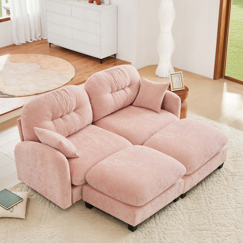 Canapé modulaire en chenille , Rose, 2, H 36,6 po x l 74 po x P 934 po
