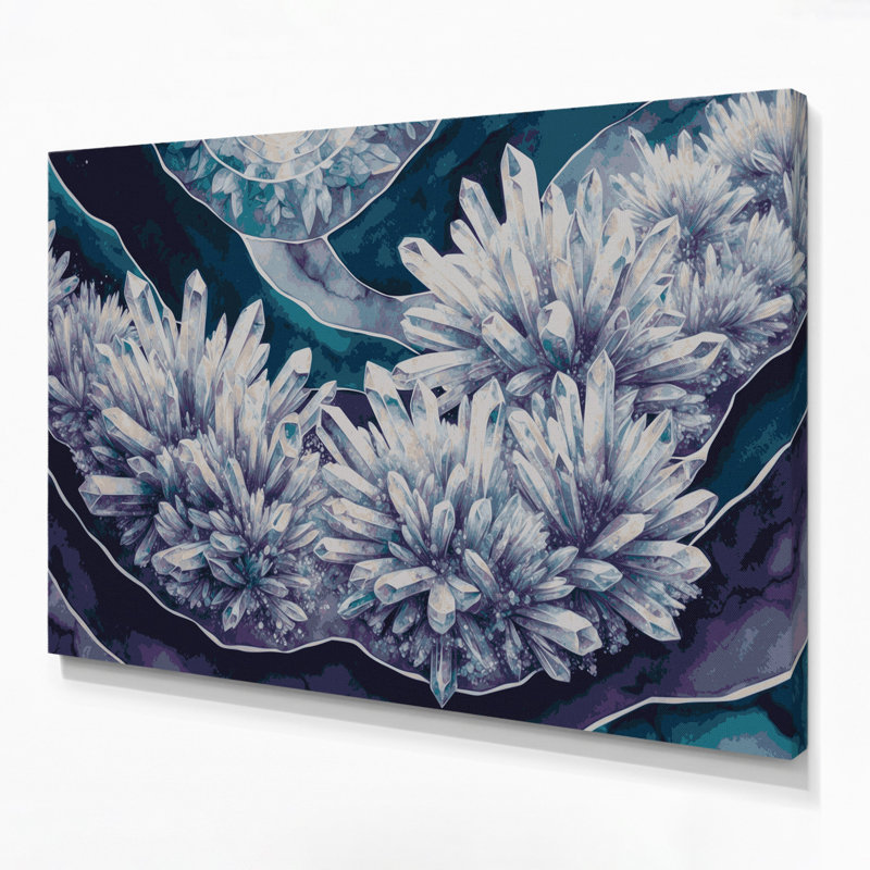 Art mural sur toile gris avec motifs de croissance cristalline, H 8 po x l 10 po