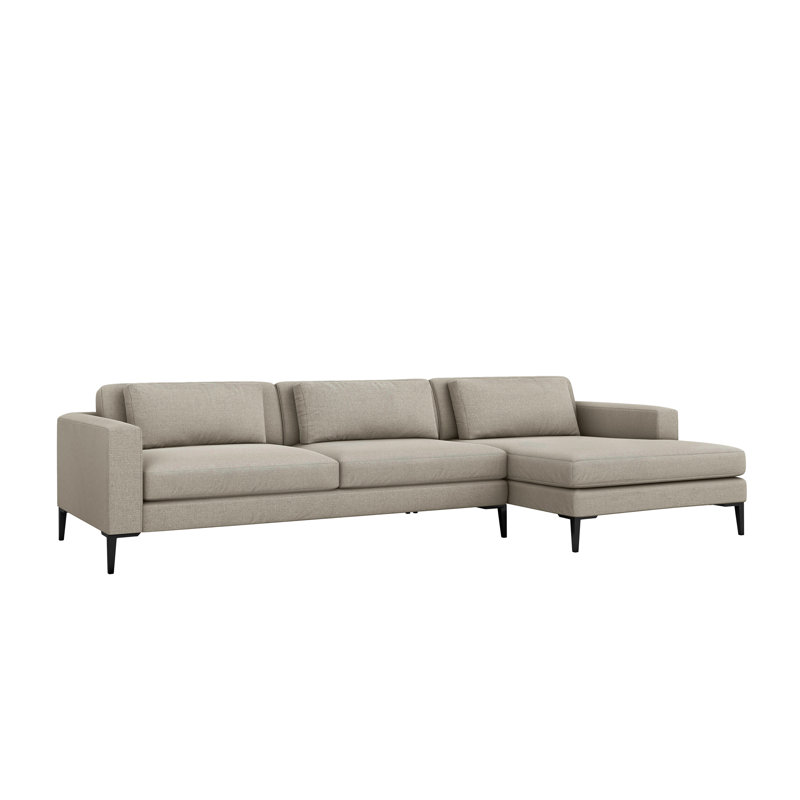 Canapé et méridienne Izzy, Orienté à droite (vu de face), Fresque 100% polyester, Noir