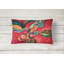 Coussin décoratif intérieur/extérieur à fleurs et baies rouge