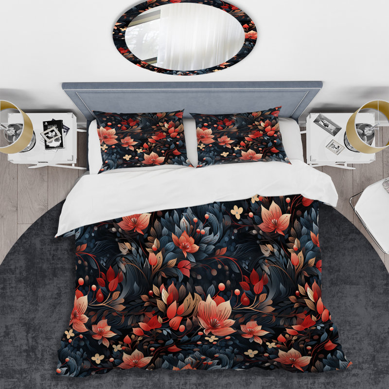 Romantiques rouges Love Blossums Dreams - Ensemble de housse de couette floral