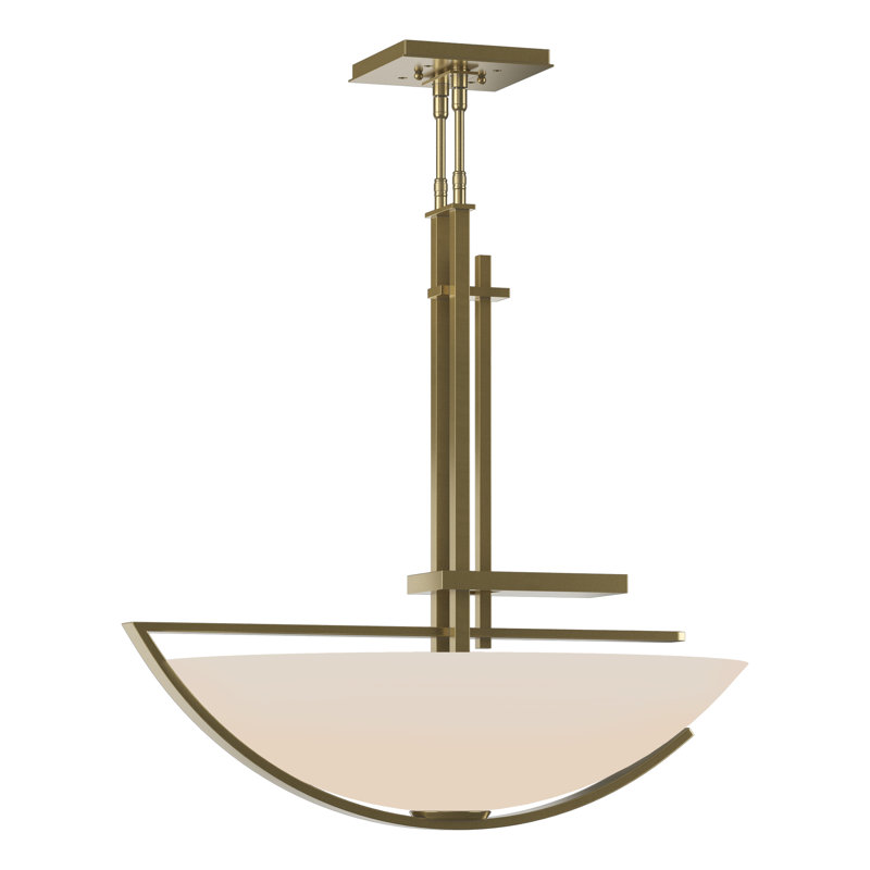 Ondrian 3 - Light Unique/Statement Bowl Pendant, Opal, Modern Brass