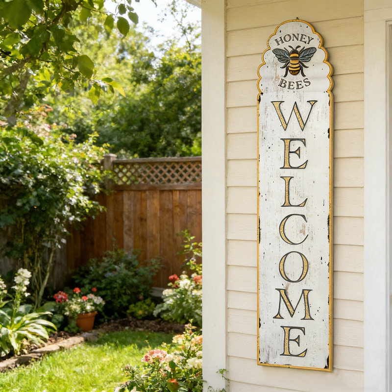 Large Outdoor Welcome Sign, Porch Sign, Wood Welcome Sign for Front Door, Vertical Welcome Sign for Wall Hanging,43x9 Inch 
