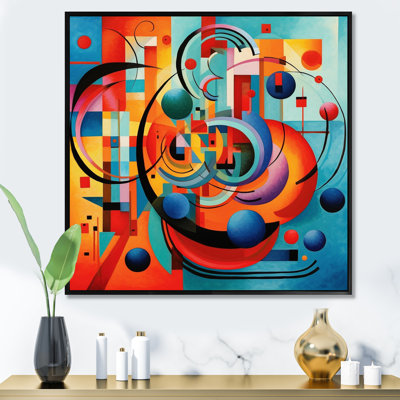 Impression sur toile encadrée «Orange Blue Geometrie Unleashed IV»