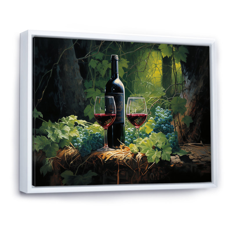 Cabernets calmes I - vin, impressions murales, Cadre flottant blanc, H 34 po x l 44 po