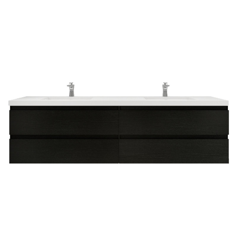 Amahia Double Bathroom Vanity with Acrylic Top, Rich Black