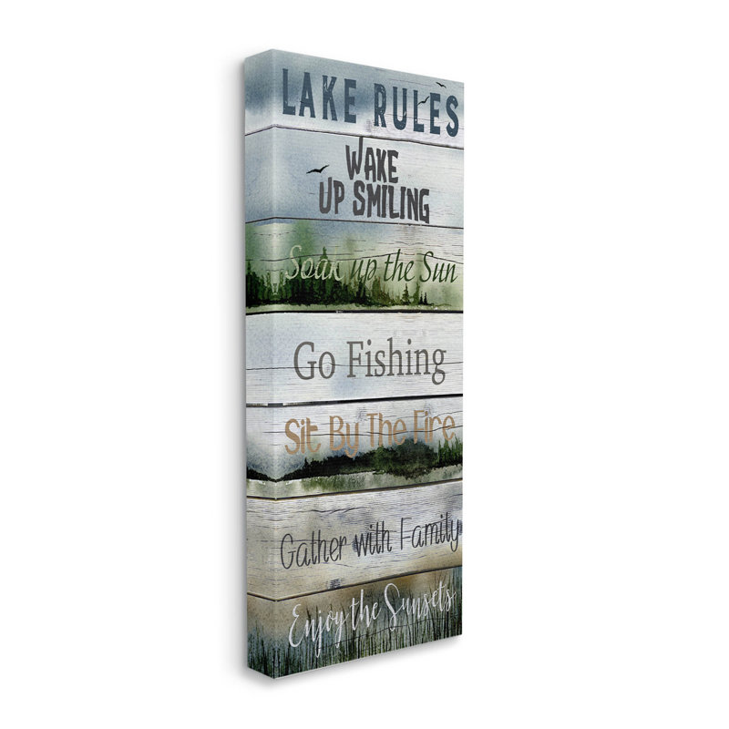 Lake Rules, liste rustique, estampe numérique par Kourtni Gunn, Giclée encadrée noir minuit, H 24 po x l 10 po x P 1,5 po