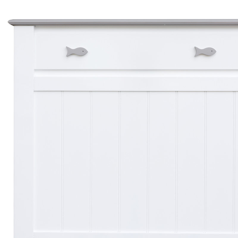 Remer Fishtails Remer Panel Headboard, Twin, White/Gray