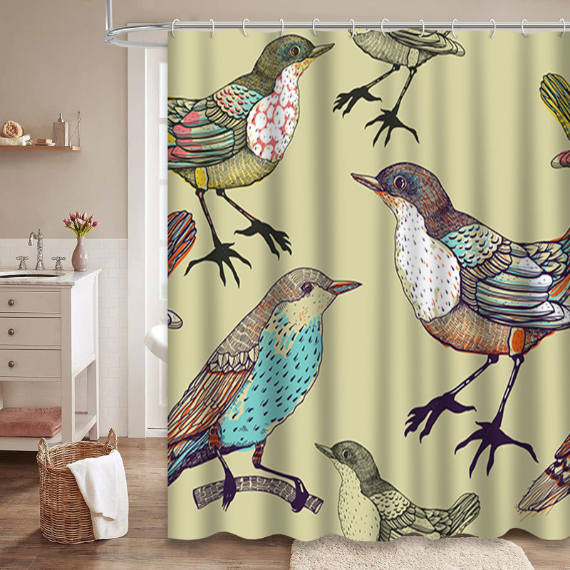 Rideau de douche Forest Birds Feather, L 72 po x l 72 po