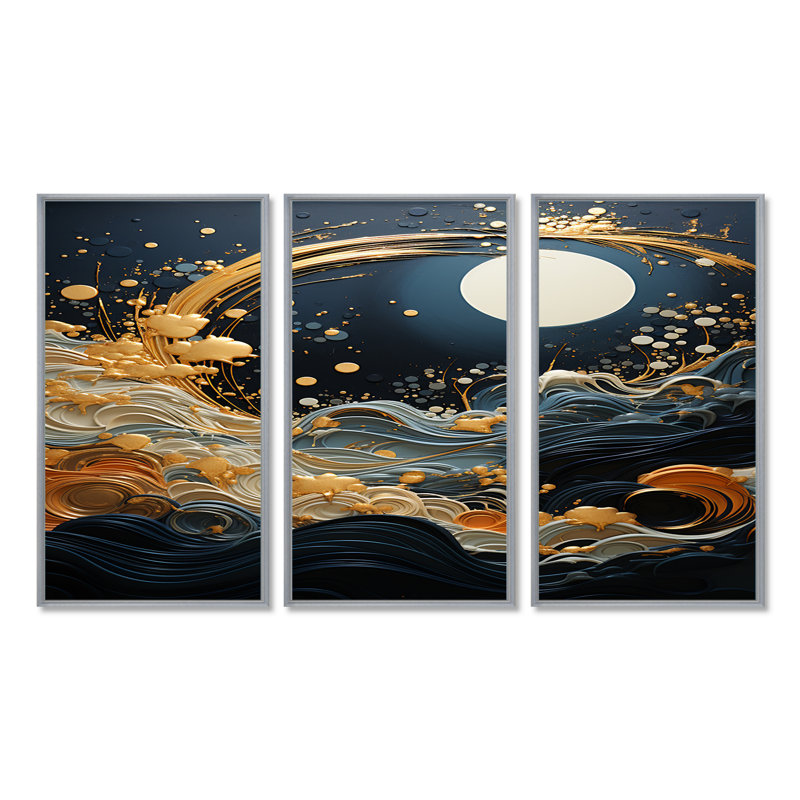 Kellan - Coastal Wall Art Decor Set, Silver Floater Framed, 40" H x 60" W x 1" D