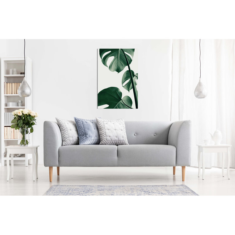 Monstera Plant 2 Leaves - Wrapped Canvas Print, 31cm H x 20cm W x 3cm D