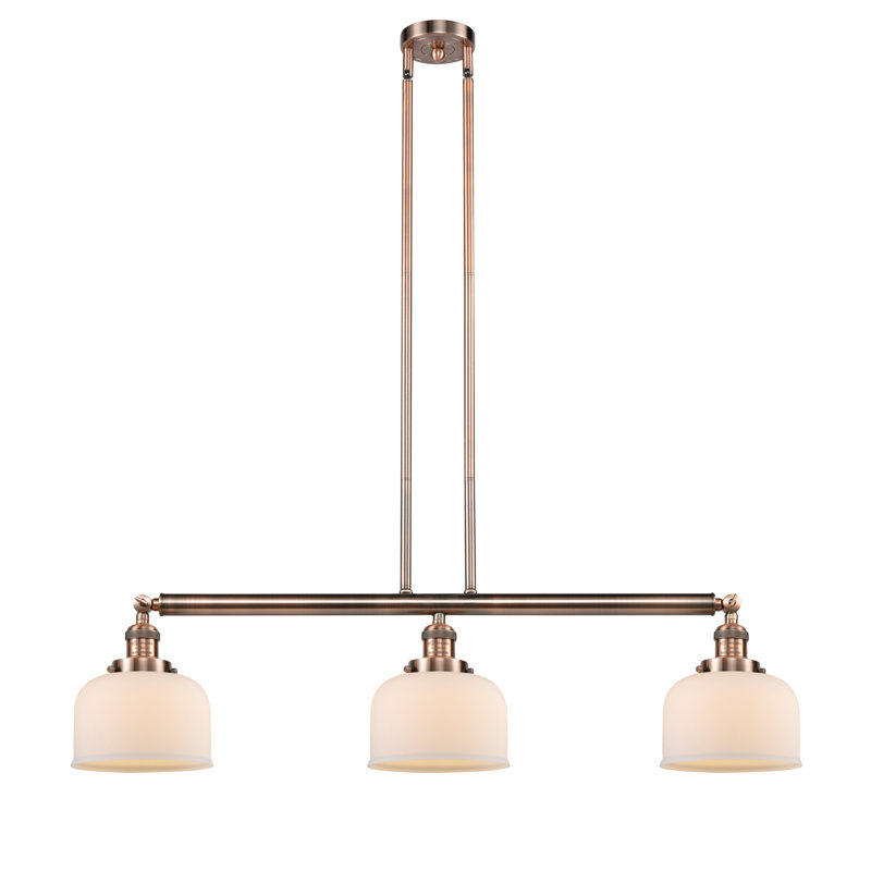 Bell - Luminaire de meuble-lavabo 19 po 2 lumières, Boîtier blanc mat, Cuivre antique