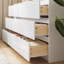 Commode blanche 60 po pour chambre à coucher, commode moderne 9 tiroirs ultrabrillante pour le couloir