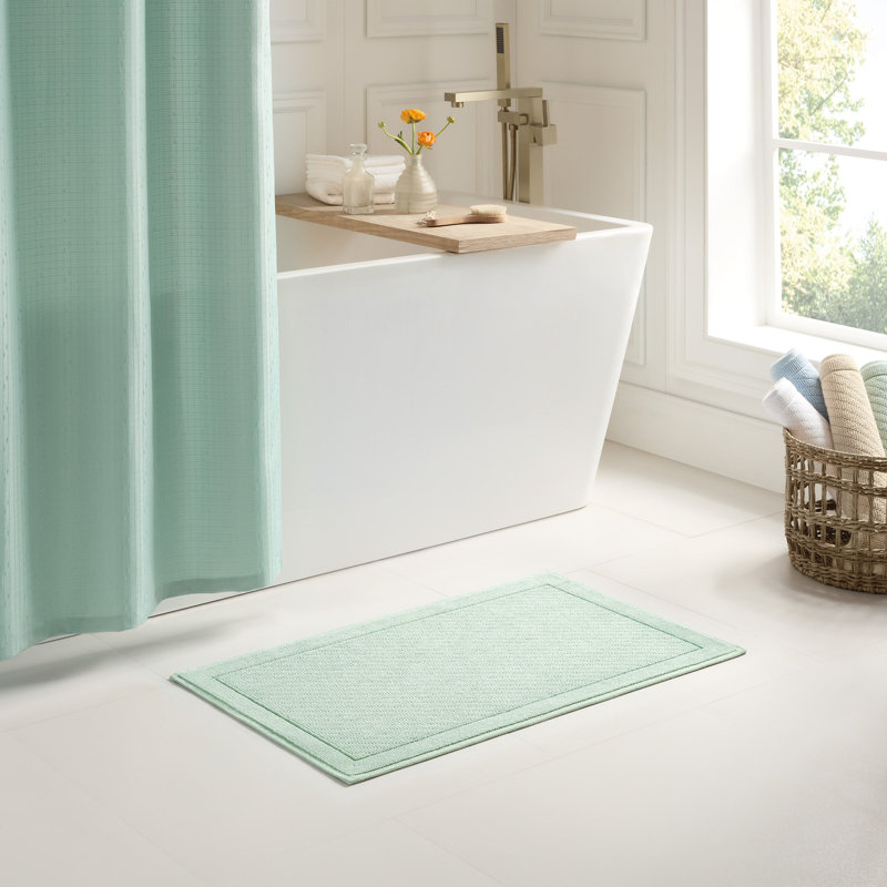 Host and Home Modern Double Weave Textured Cotton Bath Rug with Non Slip Backing, Single - 24" L x 36" W, Green