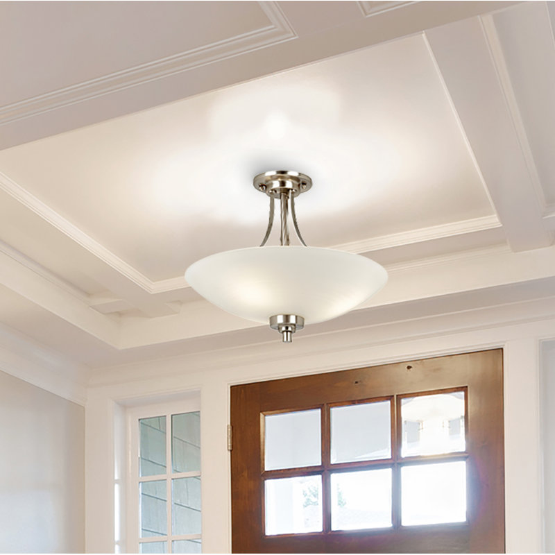 Miltiades Glass Semi Flush Mount, Satin Chrome