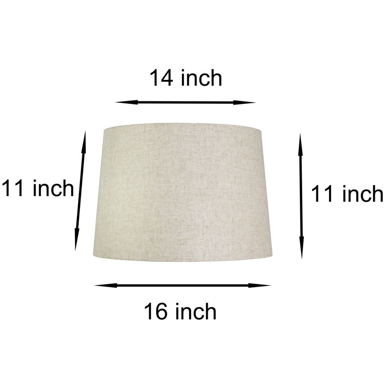 Linen Drum Lamp Shade, 11" H x 16" W x 14" D, Beige